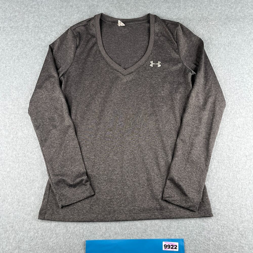 Under Armour Shirt Womens XS Gray Heather V Neck Long Sleeve Ladies